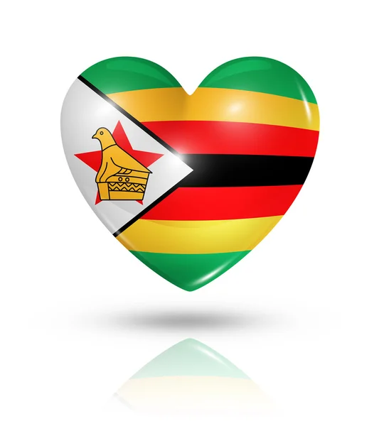 Love Zimbabwe, icono de la bandera del corazón —  Fotos de Stock