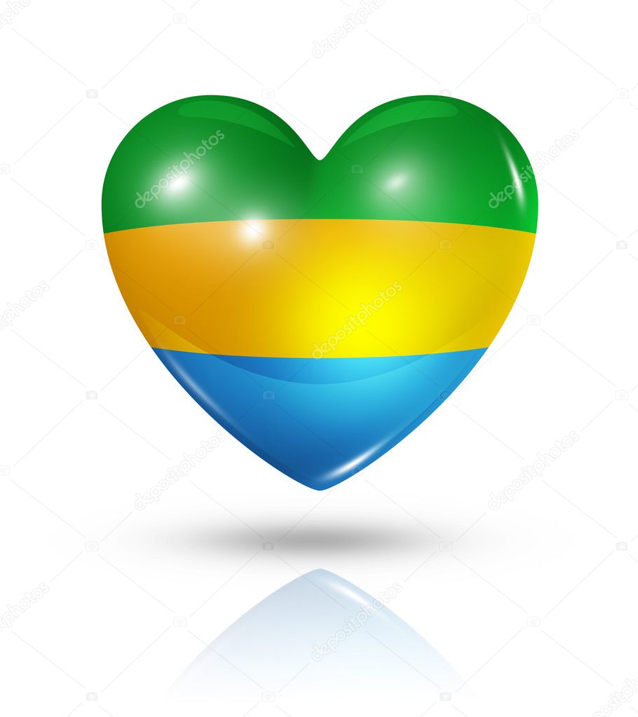 Love Gabon, heart flag icon