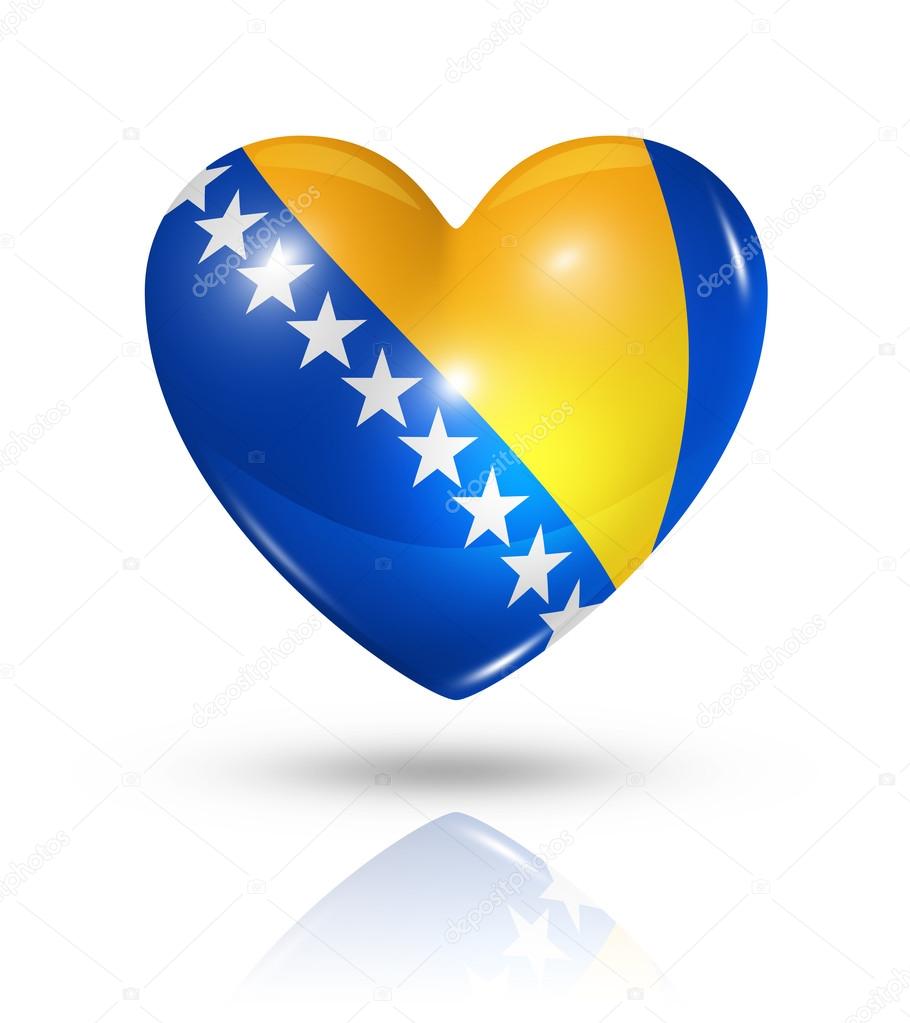 Liebe Bosnien und Herzegowina, Herz Flagge Symbol Stockfotografie