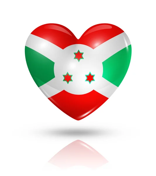 Love Burundi, heart flag icon — Stock Photo, Image