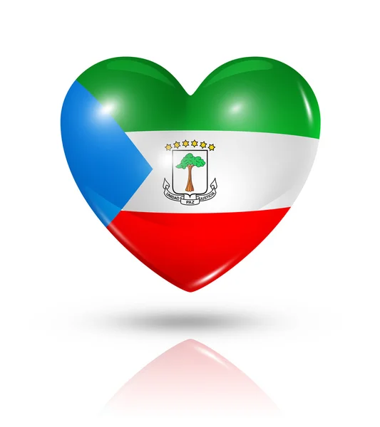 Love Guinea Equatoriale, icona della bandiera del cuore — Foto Stock