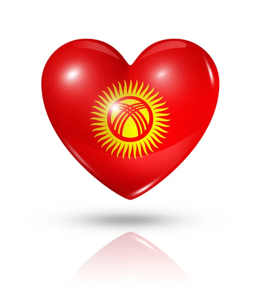 Love Kyrgyzstan, heart flag icon — Stock Photo, Image