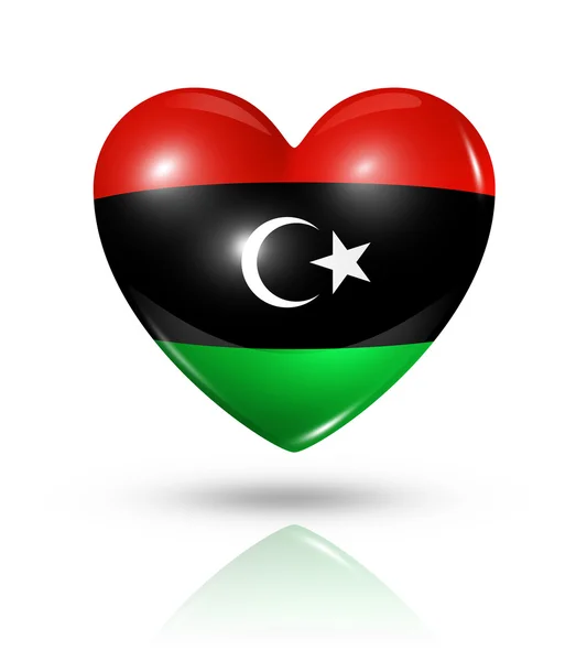 Amor Libia, icono de la bandera del corazón — Foto de Stock