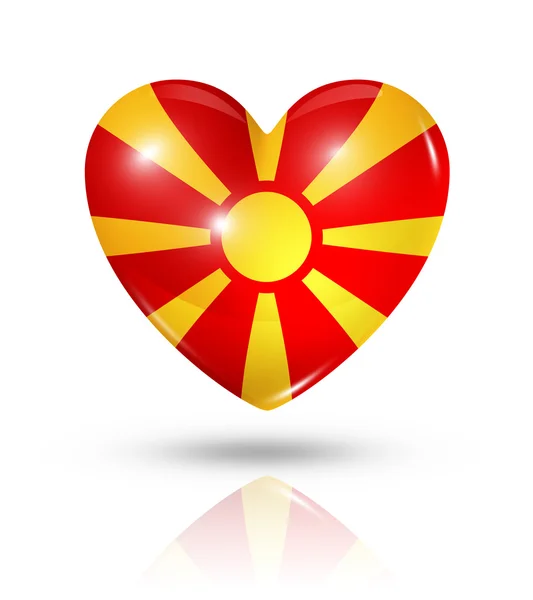 Love Macedonia, icono de la bandera del corazón —  Fotos de Stock