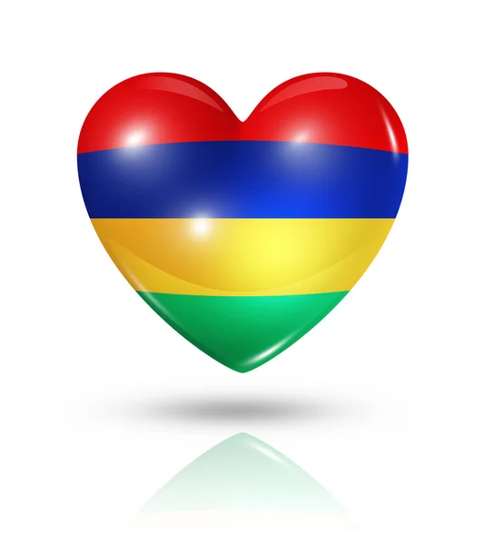 Love Mauritius, heart flag icon — Stock Photo, Image