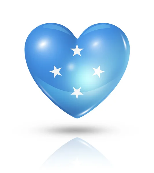 Love Micronesia, heart flag icon — Stock Photo, Image
