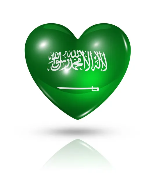 Love Arabia Saudita, icona della bandiera del cuore — Foto Stock