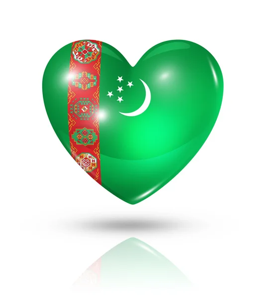 Amor Turcomenistão, ícone da bandeira do coração — Fotografia de Stock