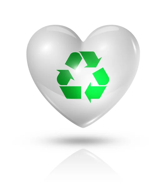 Love recycling symbol, heart flag icon — Stock Photo, Image