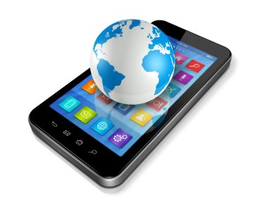 apps simgeler ve dünya küre ile Smartphone
