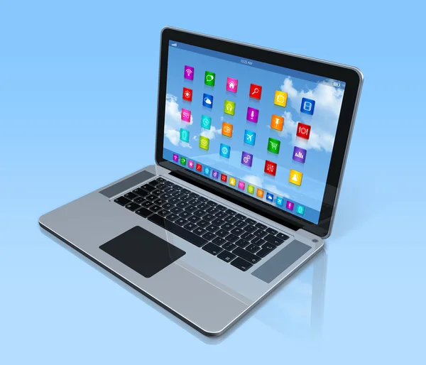 Laptop-Computer - apps-Symbole-Schnittstelle — Stockfoto