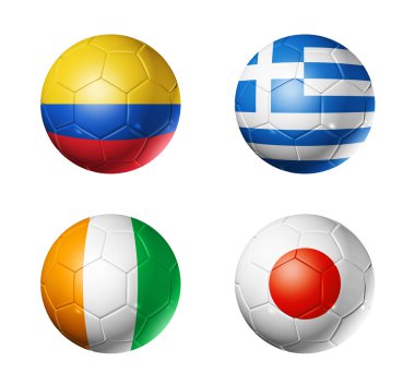 Brezilya Dünya Kupası 2014 grup c bayrakları futbol topları