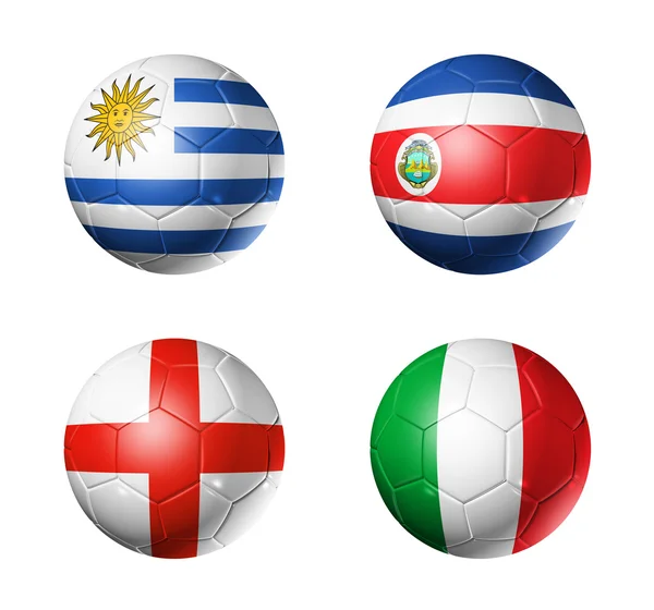 Brésil Coupe du monde 2014 groupe D drapeaux sur les ballons de football — Photo