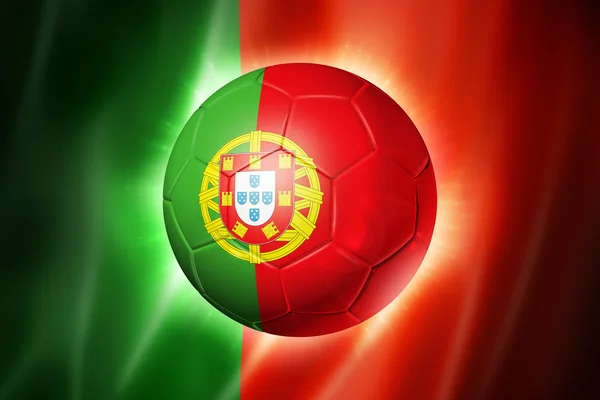 Bola de futebol com bandeira de Portugal — Fotografia de Stock