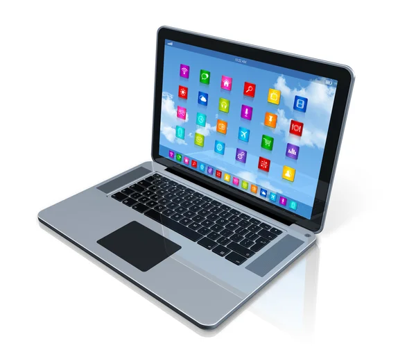 Laptop-Computer - apps-Symbole-Schnittstelle — Stockfoto