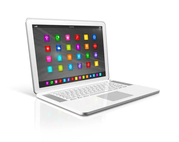 Laptop-Computer - apps-Symbole-Schnittstelle — Stockfoto