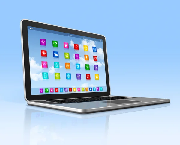 Laptop Computer - apps icons interface — Stock Photo, Image