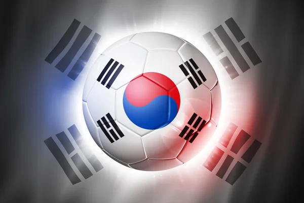 足球足球球与韩国国旗 — 图库照片