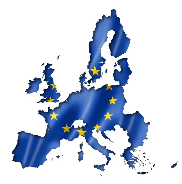 欧洲联盟的旗帜地图 — 图库照片