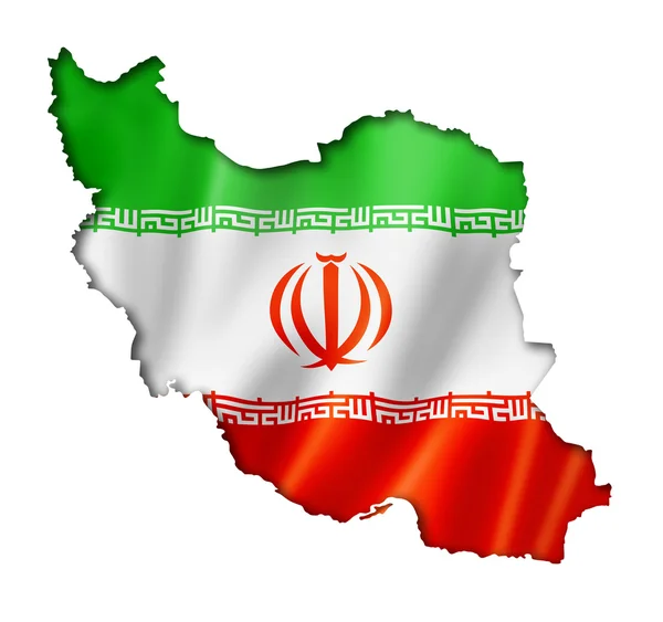 Flaga Iranu mapa — Zdjęcie stockowe