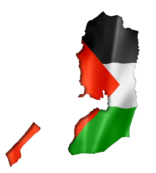 巴勒斯坦旗帜地图 — 图库照片