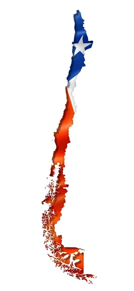 Şili bayrağı Haritası — Stok fotoğraf