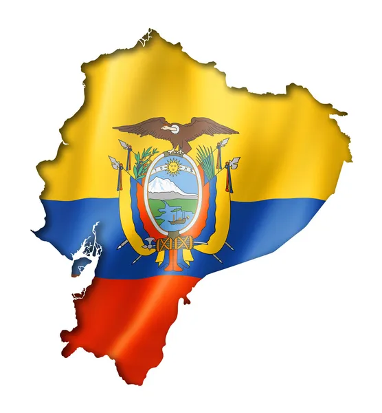 Ekvádorské vlajka mapa — Stock fotografie