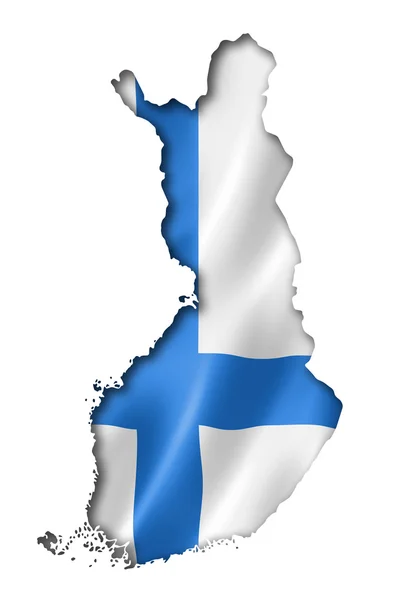 Finská vlajka mapa — Stock fotografie