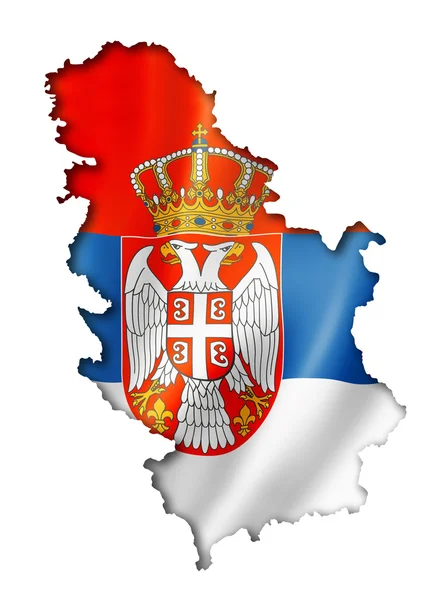 塞尔维亚国旗地图 — 图库照片