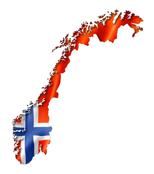 노르웨이 국기 지도 — 스톡 사진