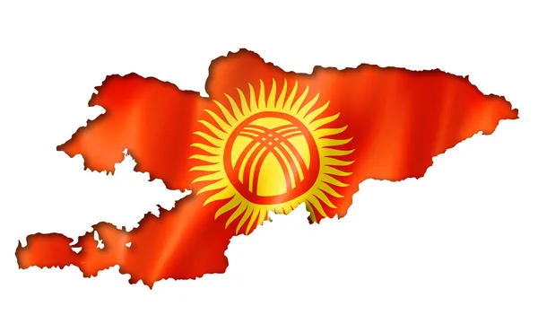 Kyrgyzstan Flagge Karte — Stockfoto