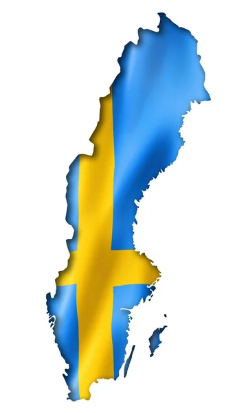 Švédská vlajka mapa — Stock fotografie