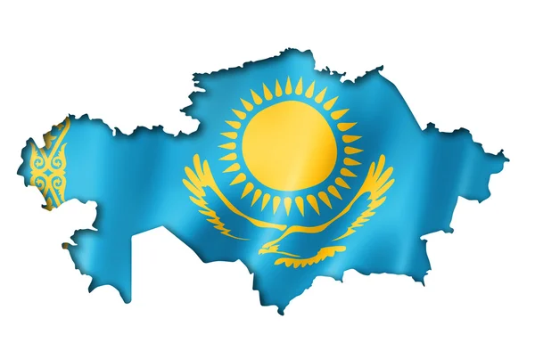 Kazakhstan flag map — Stock Photo, Image