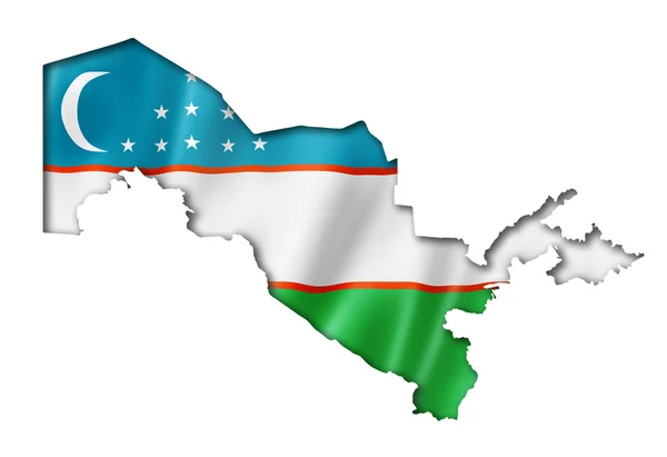 Uzbekistans flagga karta — Stockfoto