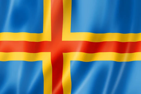 Aland Islands Flagge Finnland Schwenkt Fahnen Illustration — Stockfoto