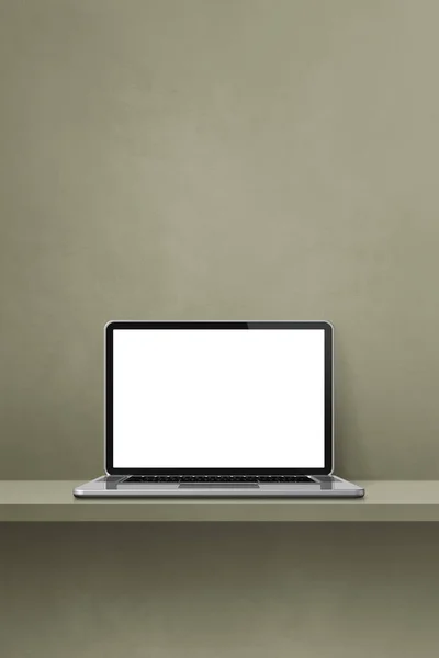 Laptop Komputer Zielonej Półce Tło Pionowe Ilustracja — Zdjęcie stockowe