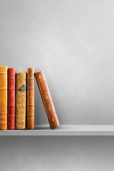 灰色の棚に古い本の行 垂直背景シーン — ストック写真