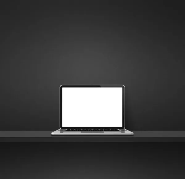 Laptop Bilgisayarı Siyah Rafta Kare Arka Plan Görüntü — Stok fotoğraf