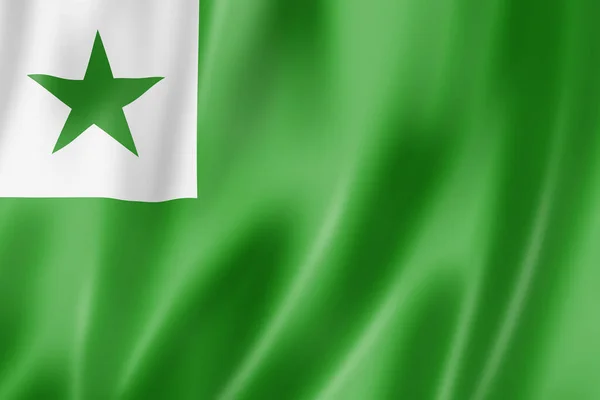 Eszperantó Nyelvű Zászló Zászlógyűjteményt Lengetve Illusztráció — Stock Fotó