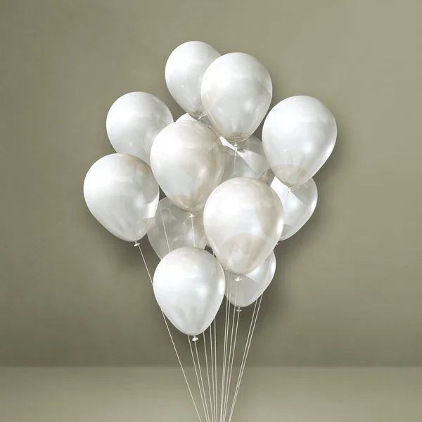 Bouquet Ballons Blancs Sur Fond Mur Gris Illustration Rendu — Photo