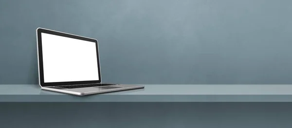 Laptop Computer Auf Grauem Regalhintergrund Banner Illustration — Stockfoto