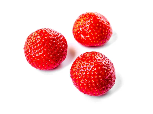 Fraises Isolées Sur Fond Blanc Tournage Studio — Photo