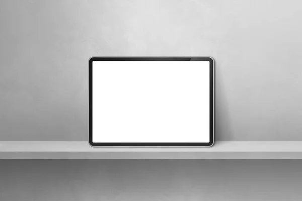 Digitale Tablet Grijze Wandplank Horizontale Achtergrond Banner Illustratie — Stockfoto