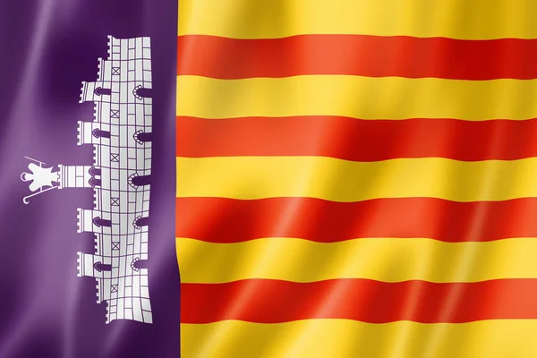 Mallorca Balearen Vlag Spanje Zwaaien Banner Collectie Illustratie — Stockfoto