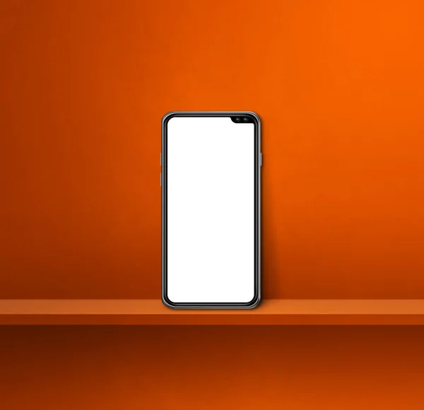 Mobile Phone Orange Wall Shelf Square Background Illustration — Stock Photo, Image