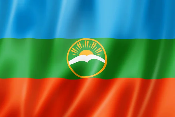 Estado Karachay Cherkessia República Bandeira Rússia Agitando Coleção Banners Ilustração — Fotografia de Stock