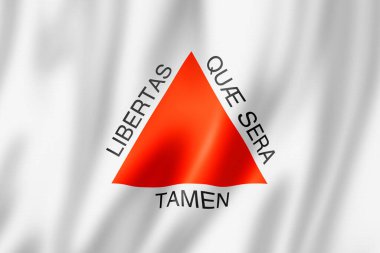 Minas Gerais eyalet bayrağı, Brezilya 'da pankart koleksiyonu. 3B illüstrasyon