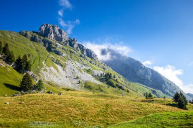 Grand-Bornand 'daki dağ manzarası, Haute-savoie, Fransa