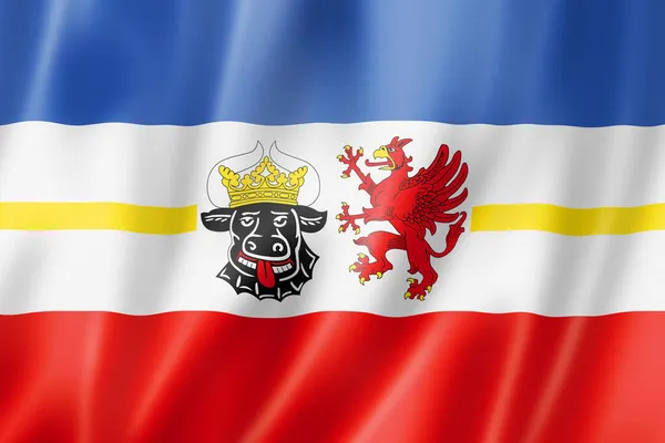 Bandeira Estado Mecklemburgo Vorpommern Alemanha Agitando Coleção Banners Ilustração — Fotografia de Stock