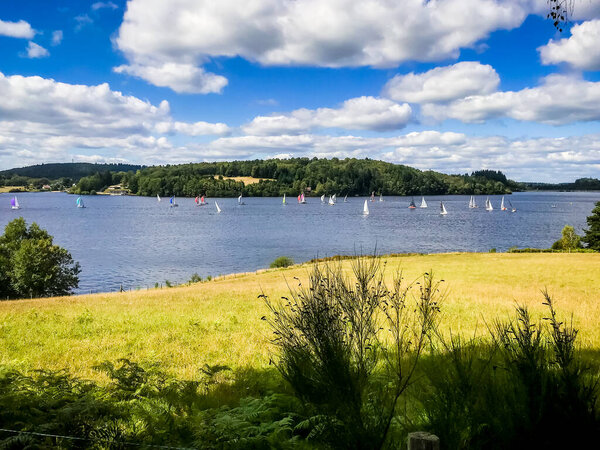 Sailboats on the Lake of Vassiviere, Limousin, France